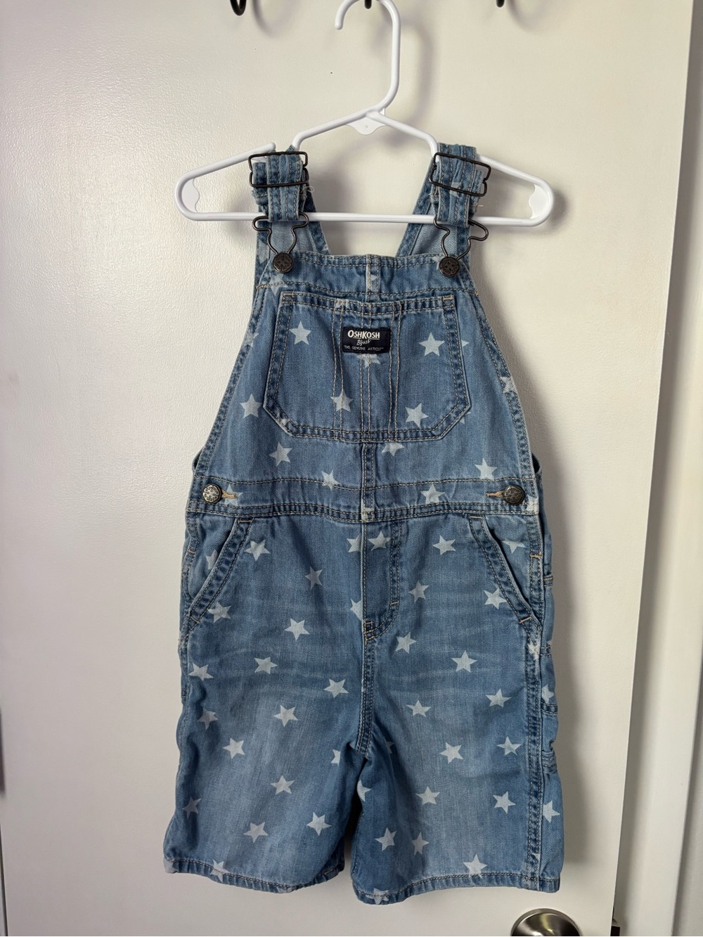 OshKosh B'gosh Light Blue Star Denim Short Overalls